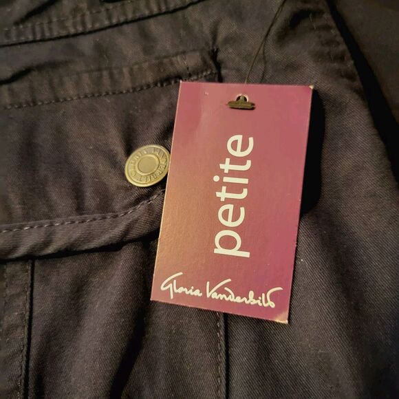 Gloria Vanderbilt Womens 12 Petite NEW Cargo Capri Pants Navy Blue Stretch Light - Picture 5 of 13